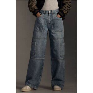 Anthropologie Avec Les Filles High-Rise Cargo Jeans Blue Denim 26